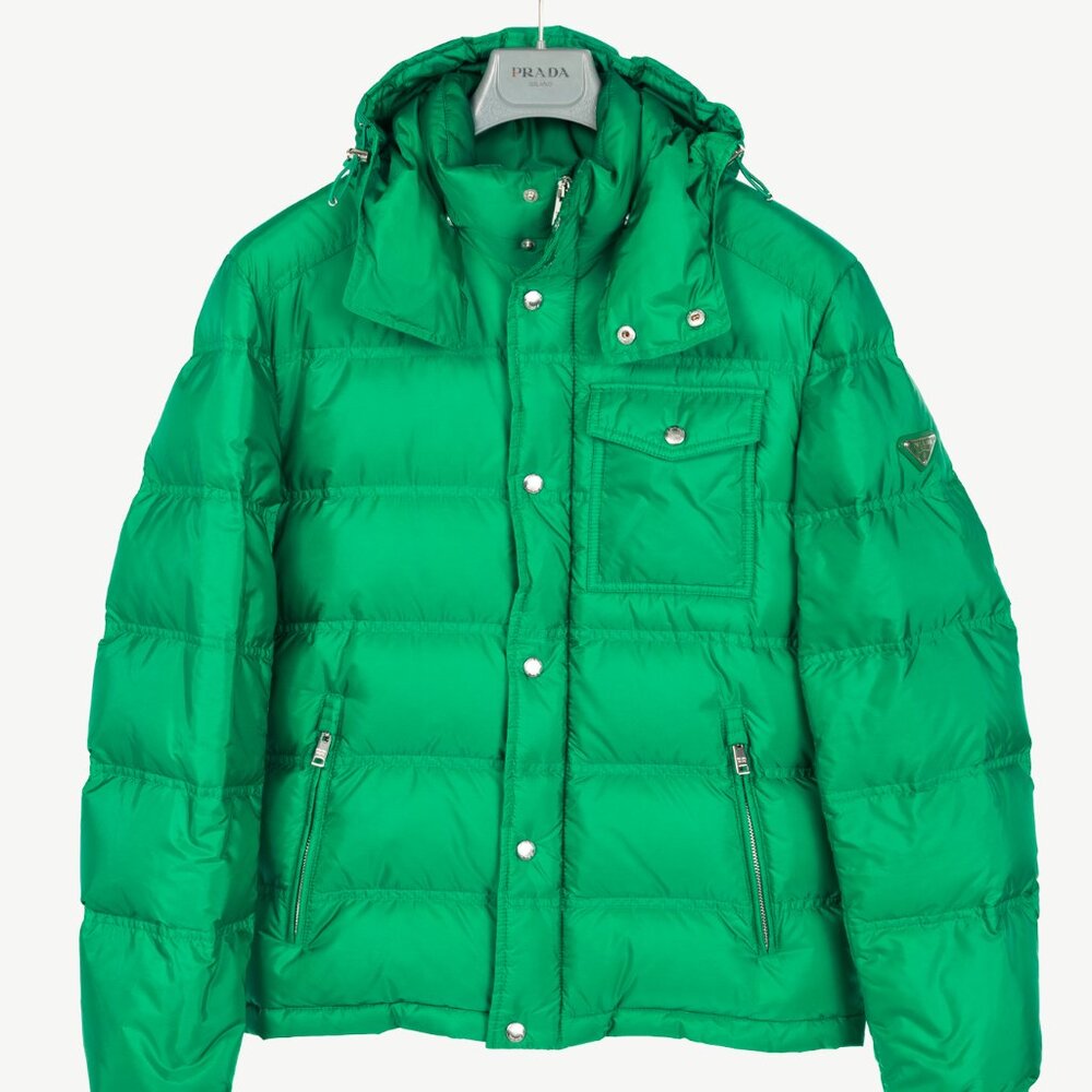 Prada Green Nylon Hooded Puffer Jacket
